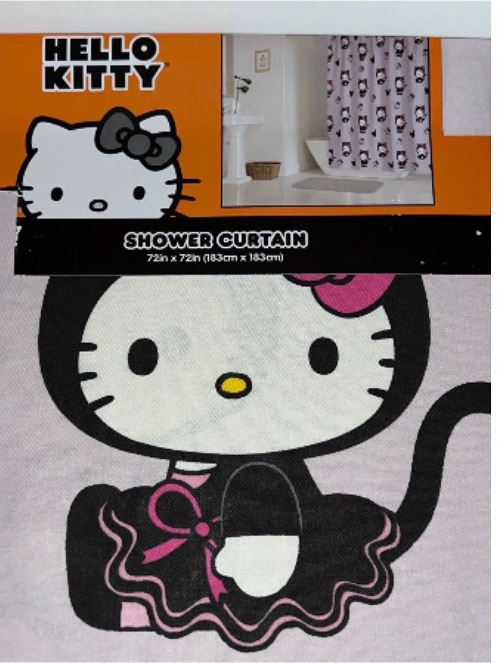 Sanrio Hello Kitty Pink, Black & Gray Shower Curtain